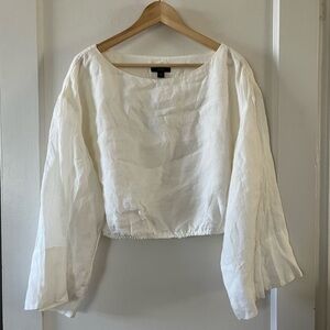 JCrew white long sleeve cropped blouse